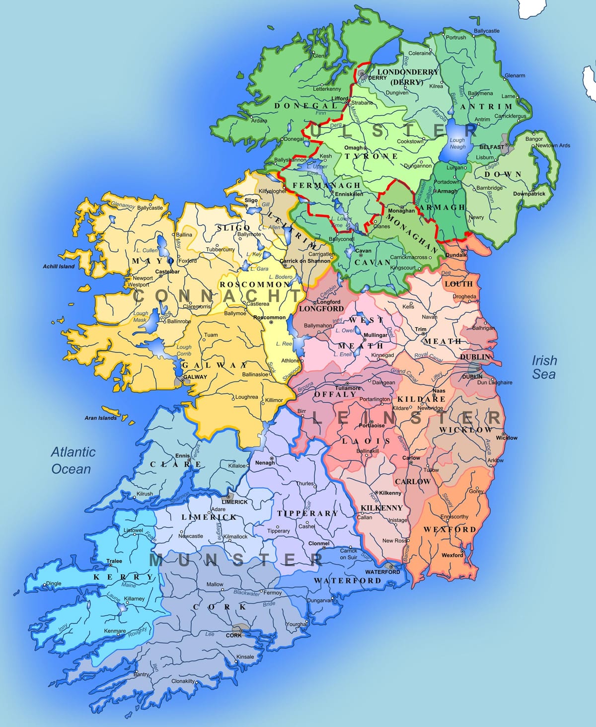 groot gedetailleerde kaart van ierland