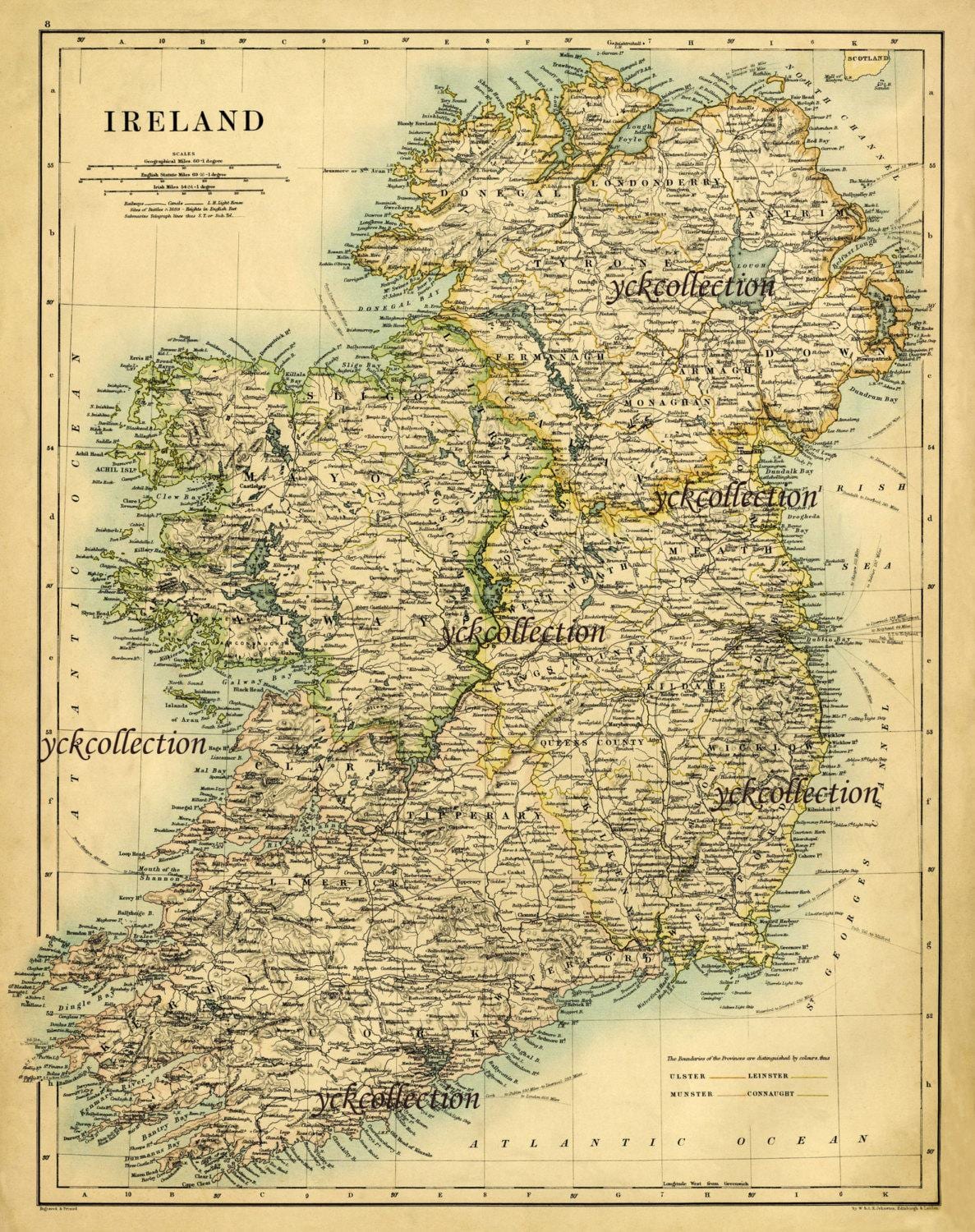 antieke kaart van ierland