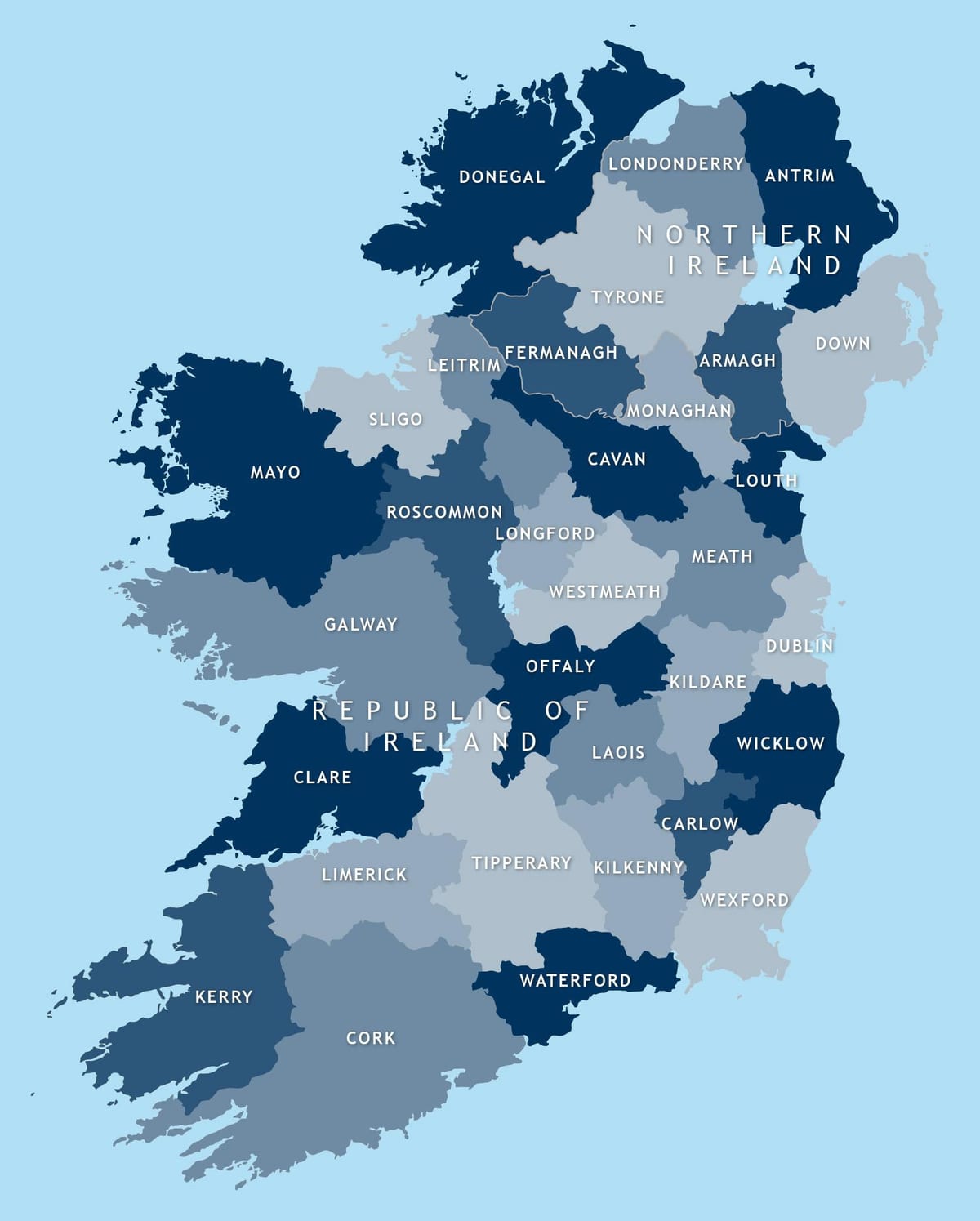 kaart van bewerkbaar kaart van ierland