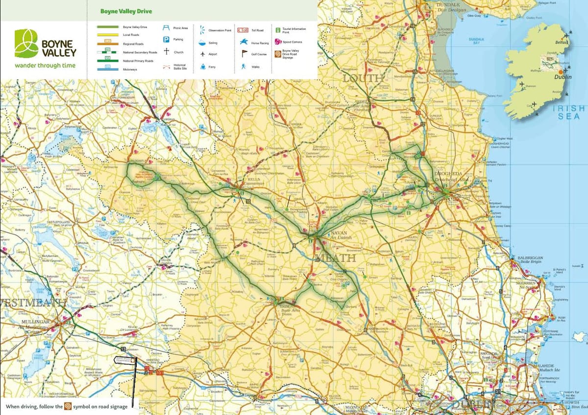 kaart van die boyne-vallei ierland