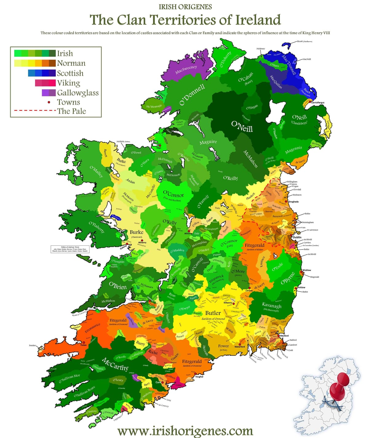 kaart van die clan kaart van ierland