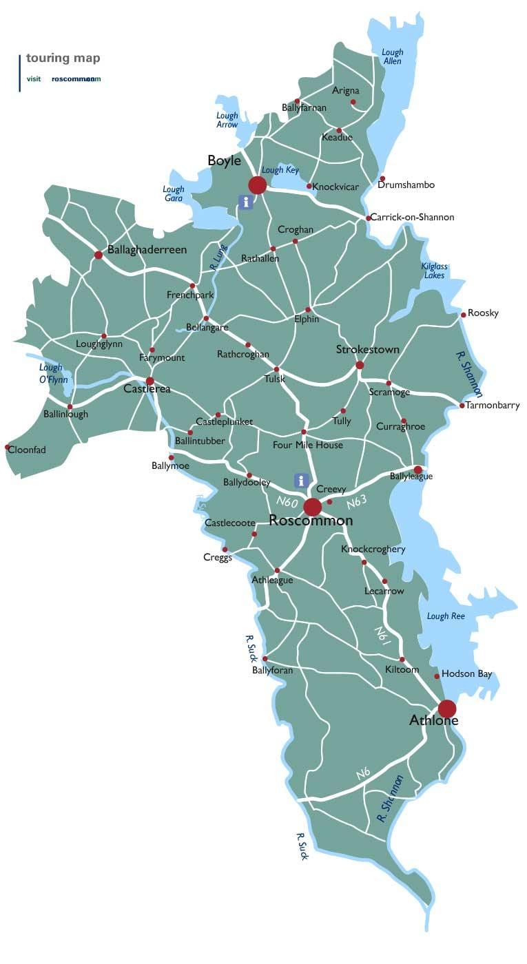 kaart van county roscommon ierland