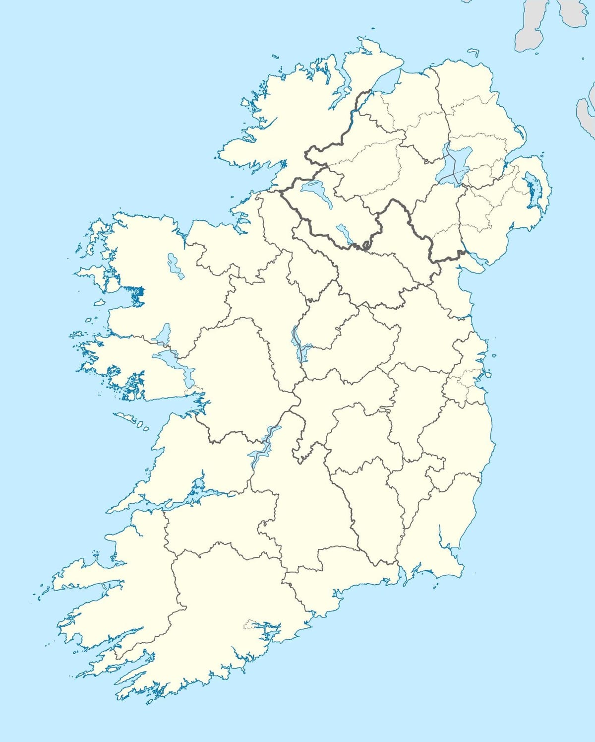 kaart van die eilande van ierland