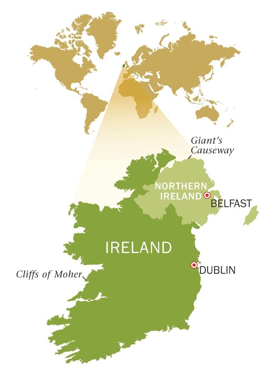 kaart van die emerald isle ierland