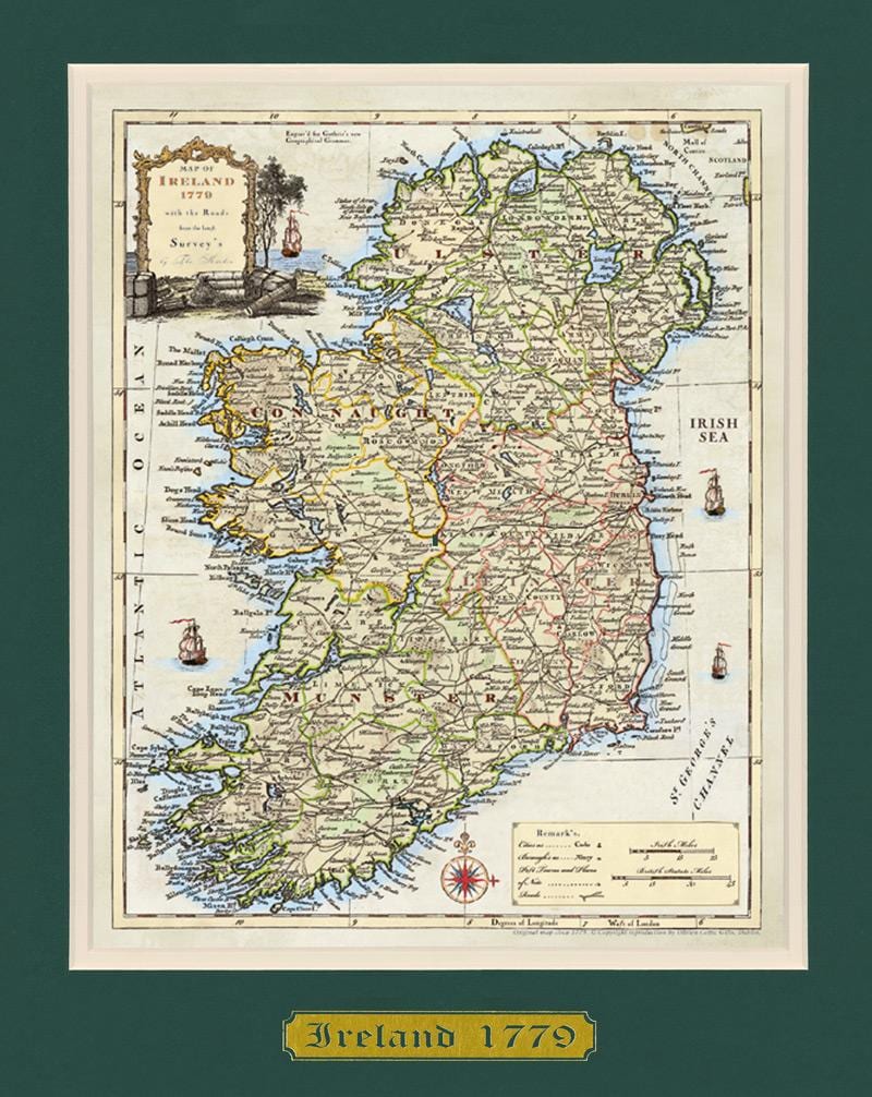 kaart van die geraamde kaart van ierland