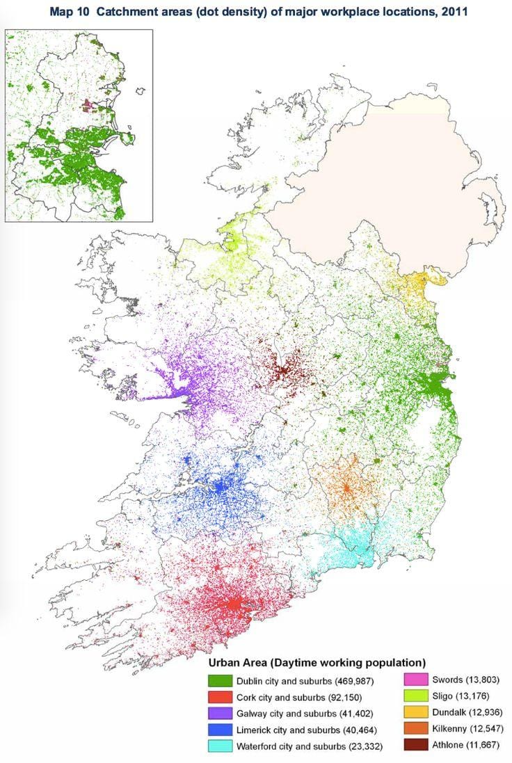 ierland bevolkingsdigtheid kaart