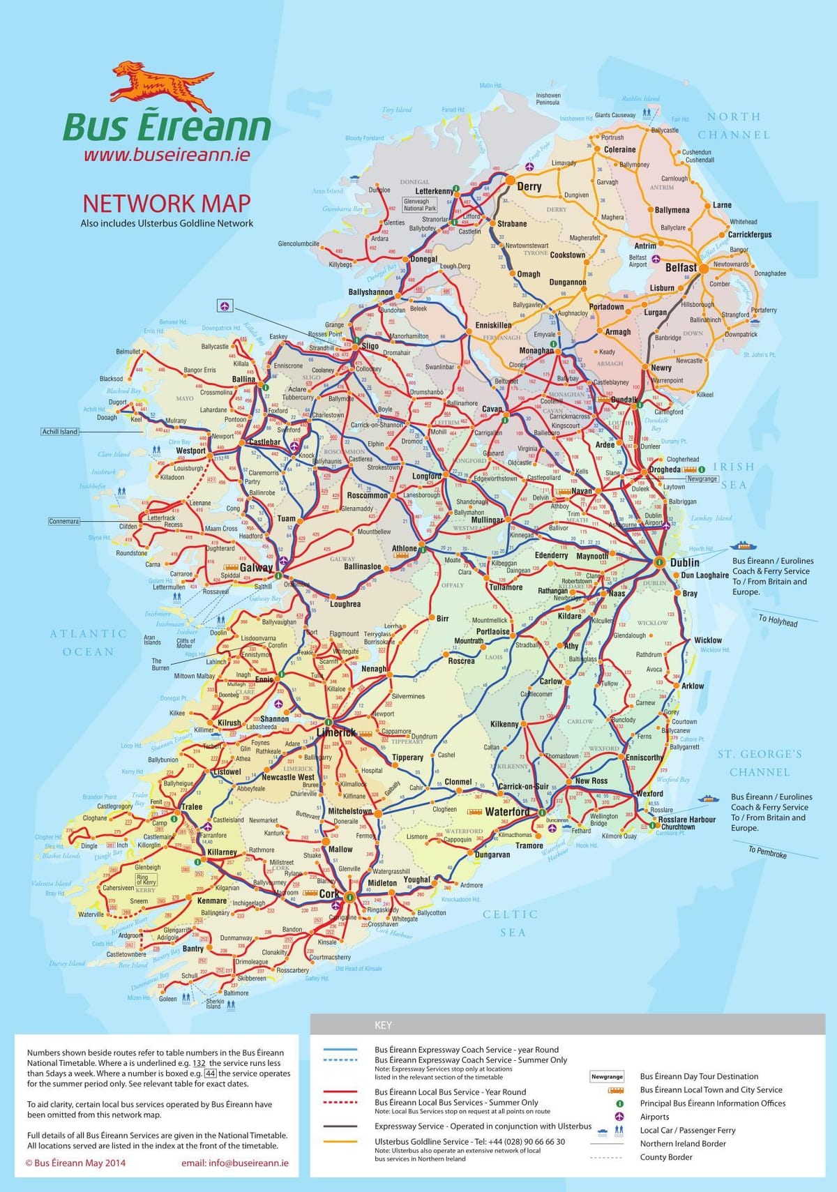 ierland bus roetes kaart