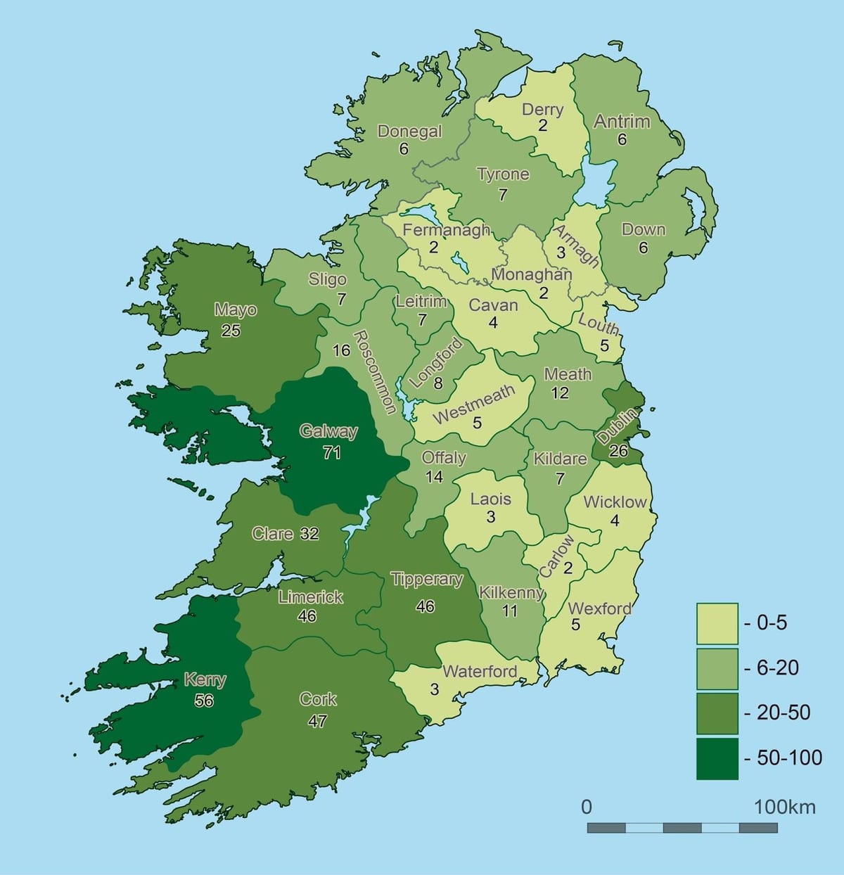 kaart van ierland geografie 