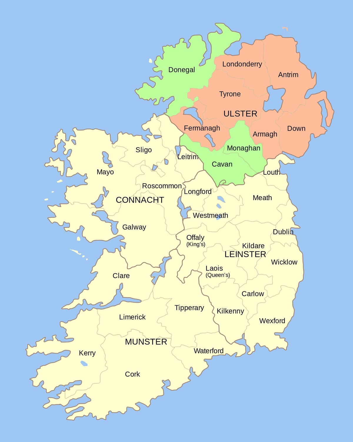 kaart van ierland landmerke