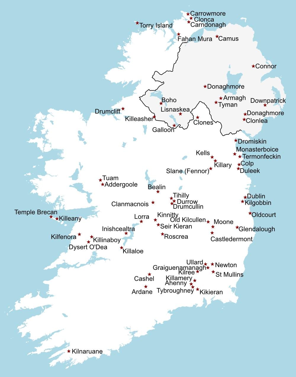 ierland sightseeing kaart