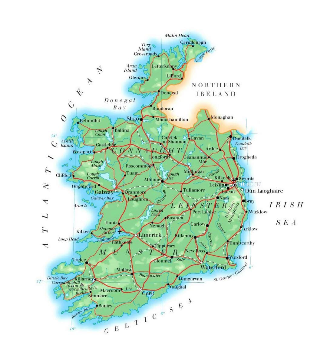 kaart van ierland opstand 