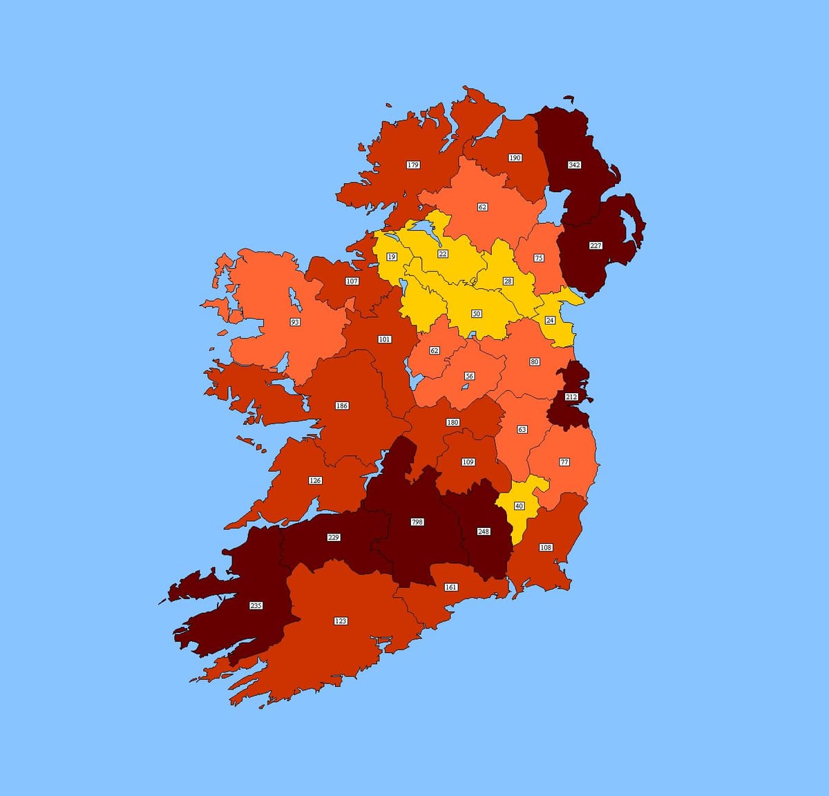 kaart van ierland poskode
