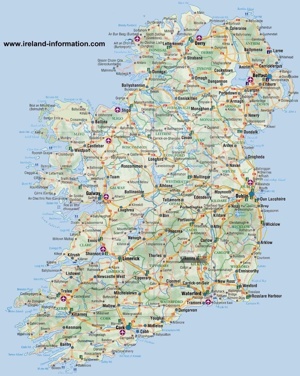 ierland reis kaart