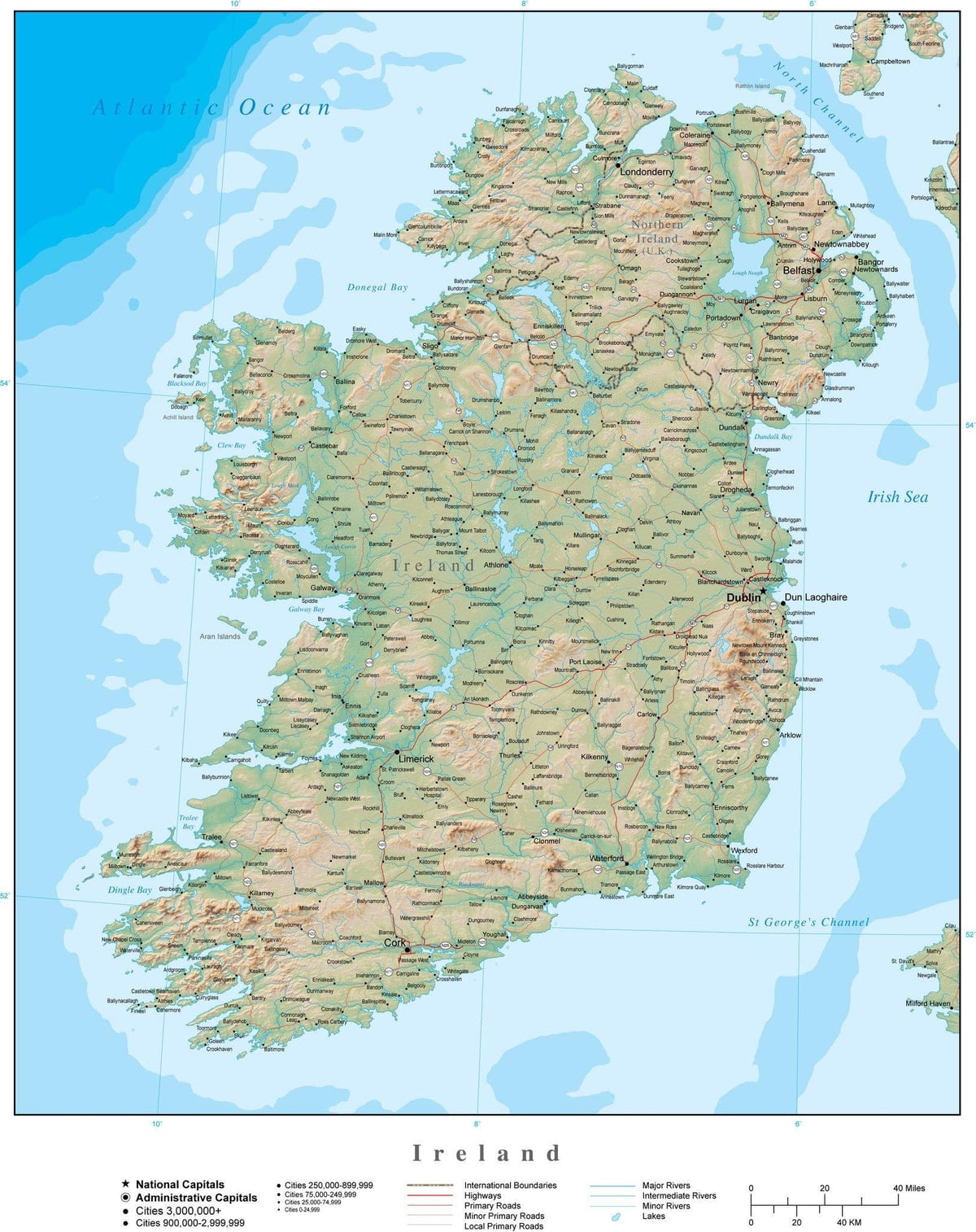 kaart van ierland terrein 