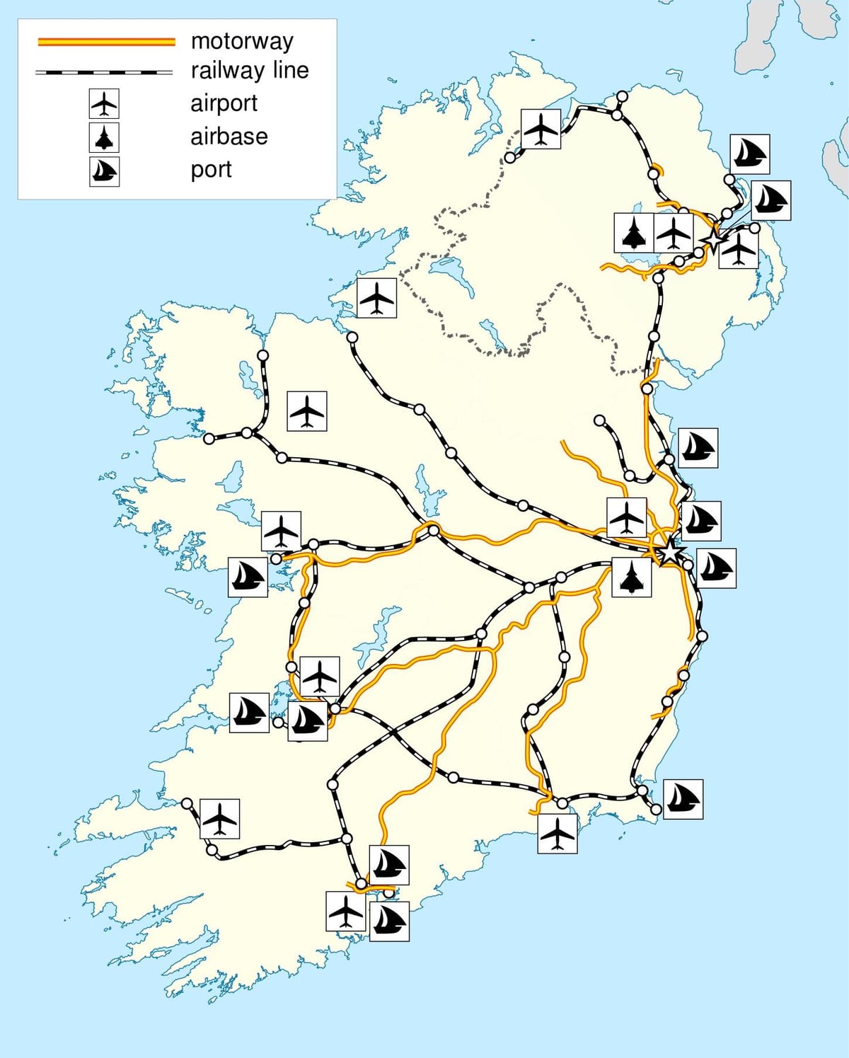 kaart van ierland vervoer