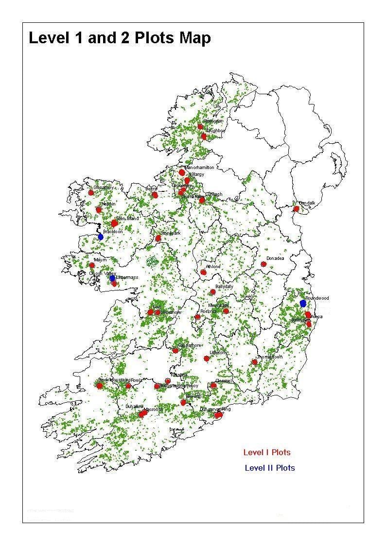kaart van ierland woude