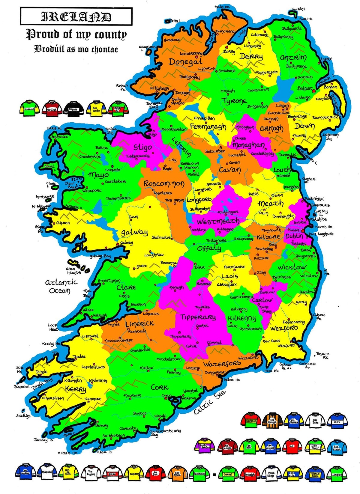 kaart van ierland vir primêre skool