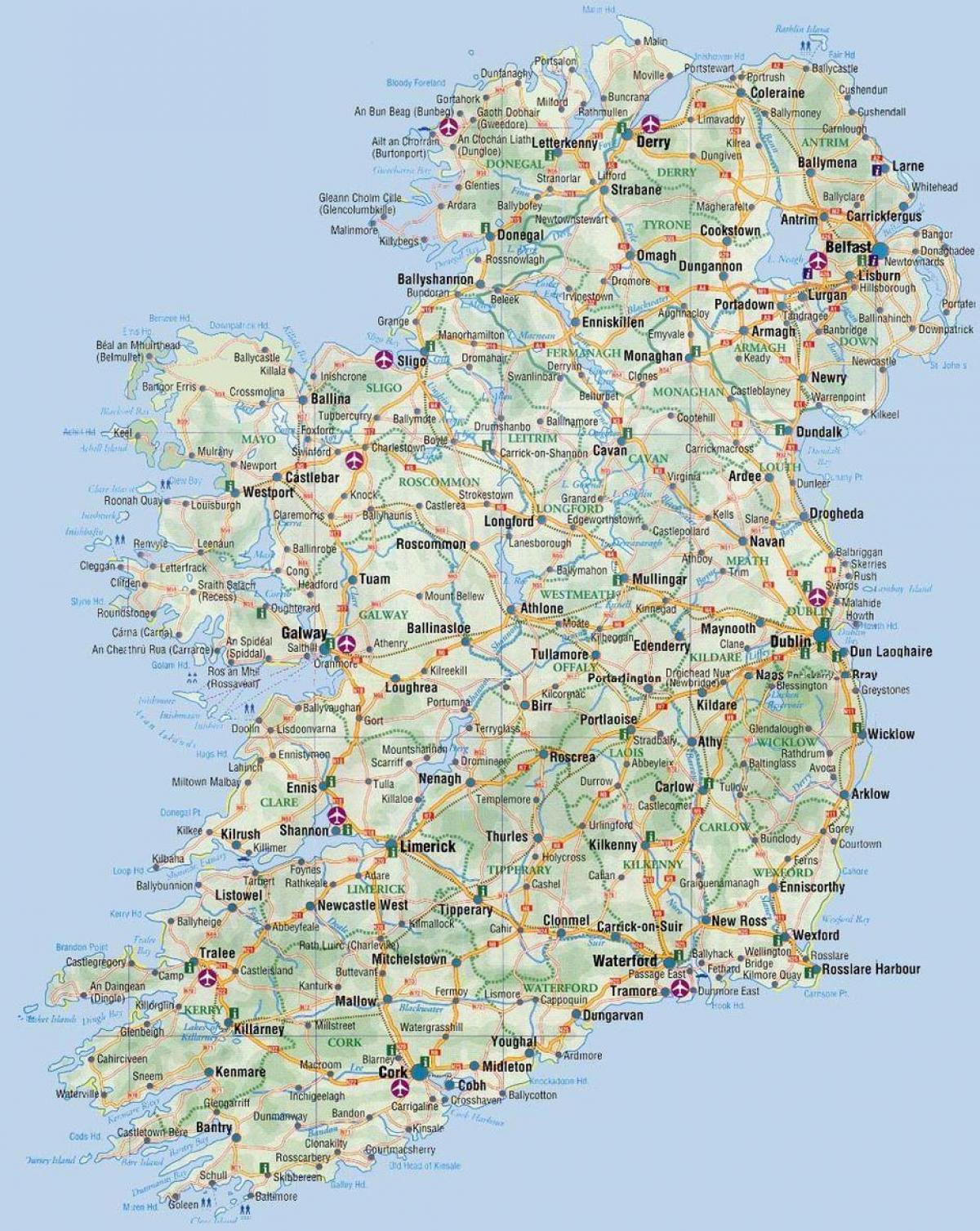'n kaart van ierland