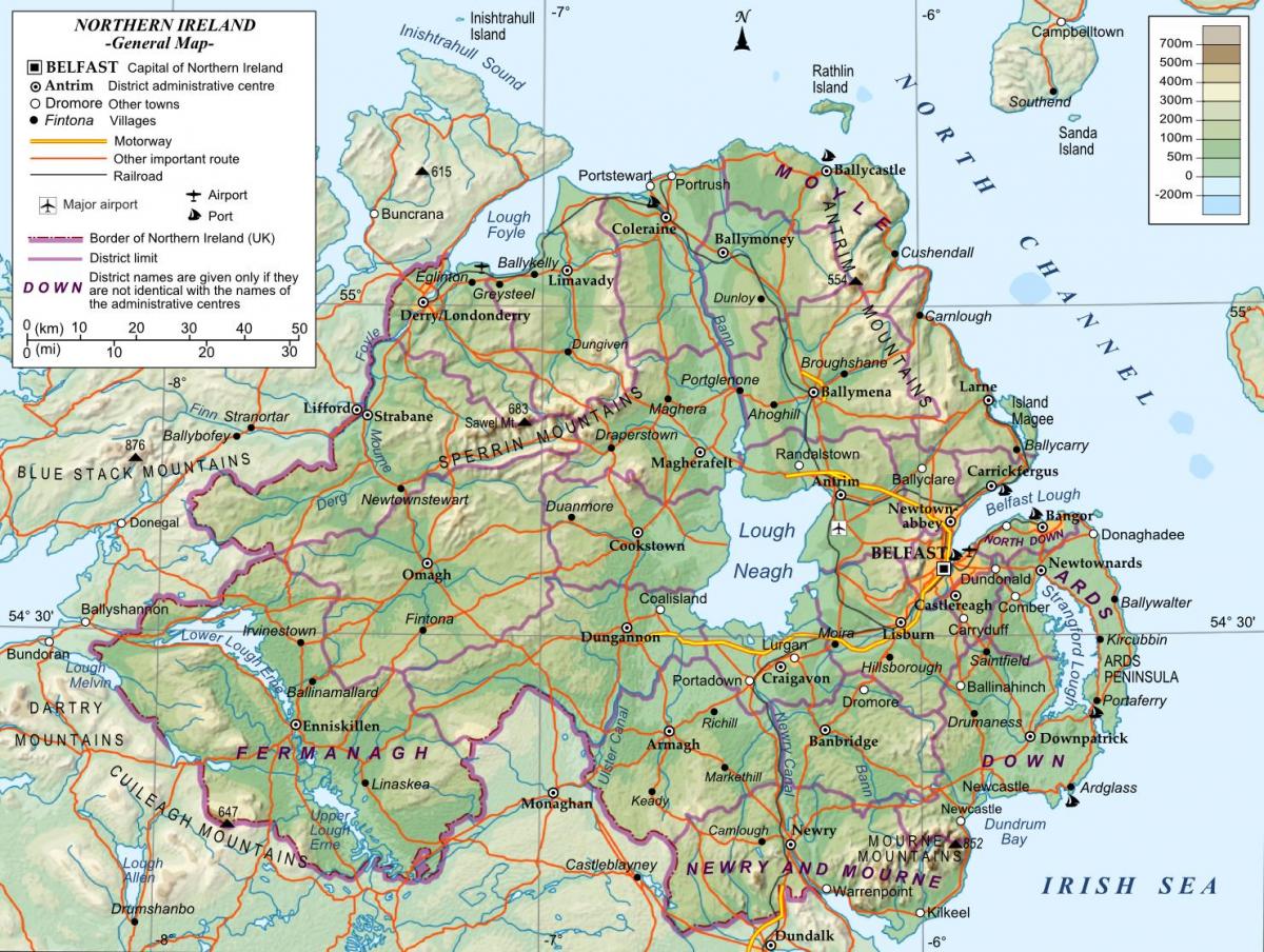'n kaart van noord-ierland