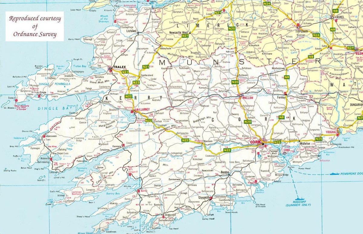 kaart van die kaart van noord-weste van ierland