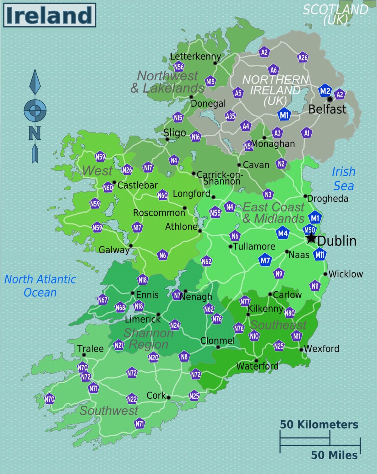 kaart van die kleurvolle kaart van ierland
