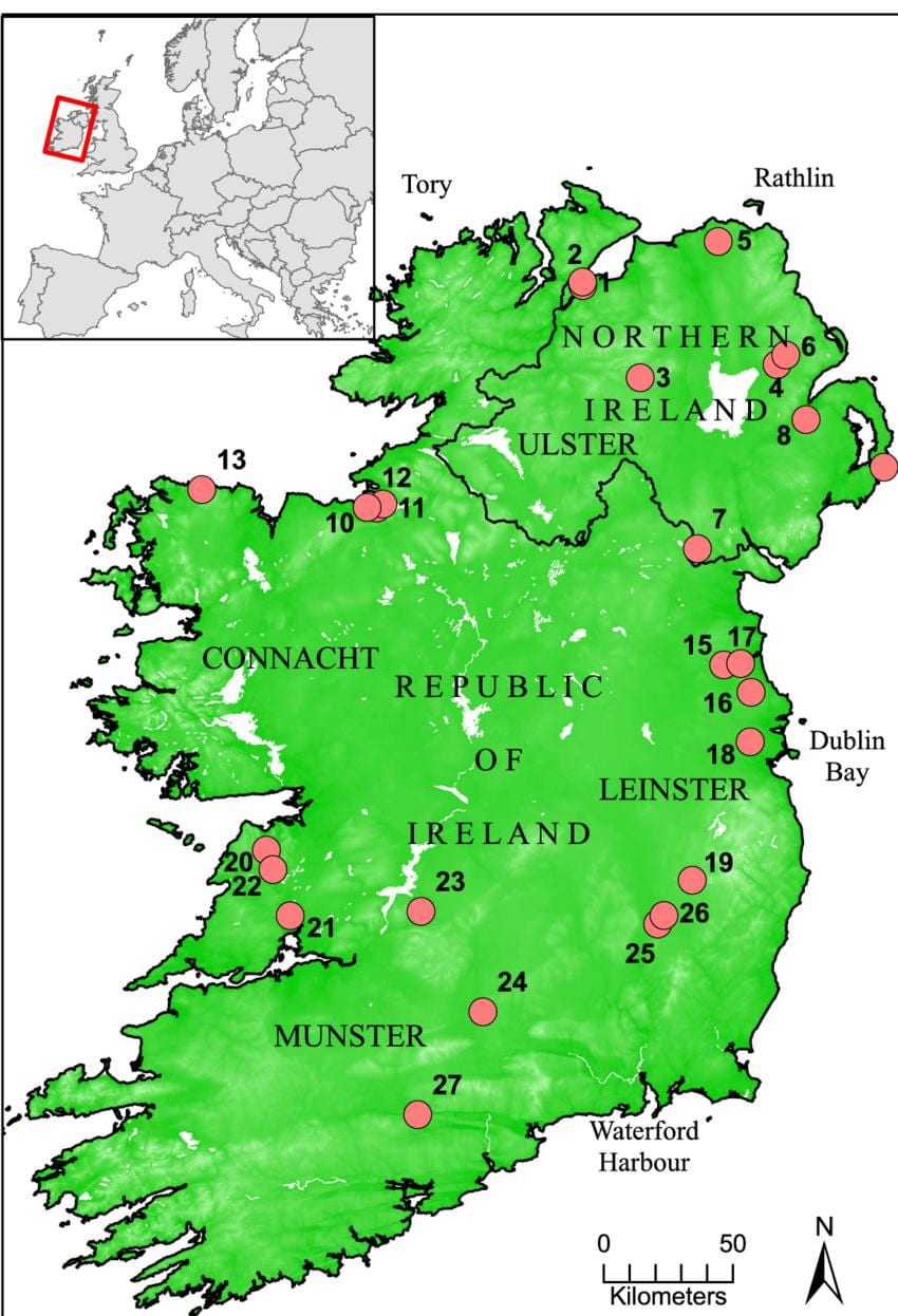 kaart van die mere van ierland