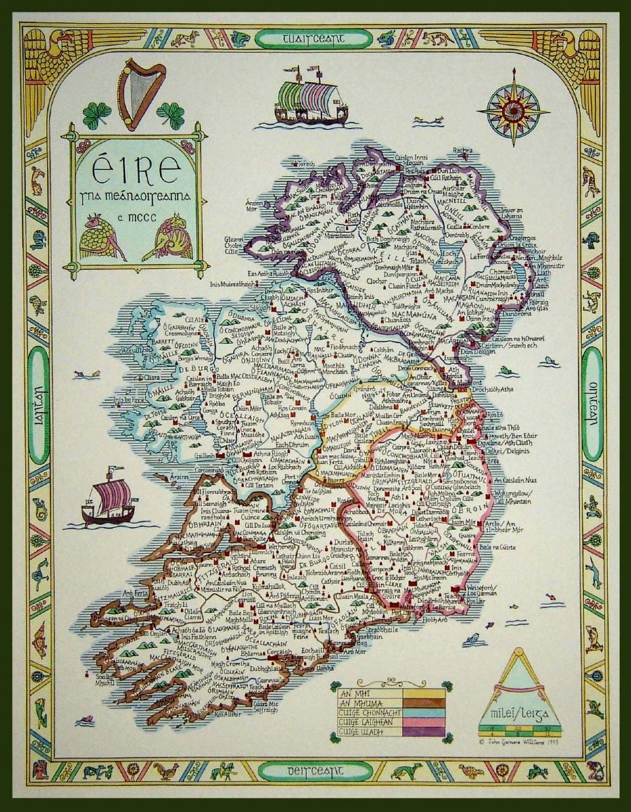 kaart van die middeleeuse ierland