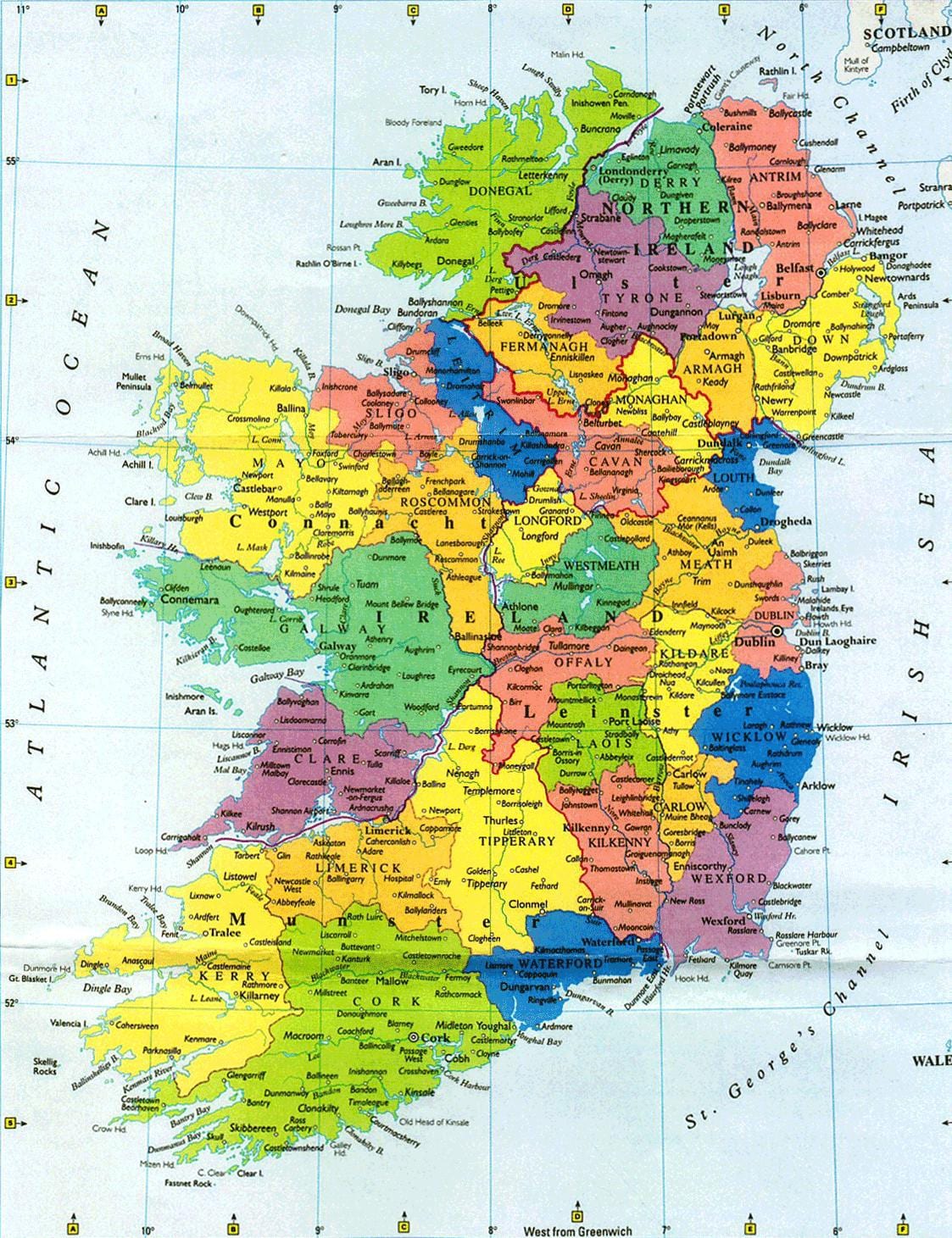 groot muur kaart van ierland