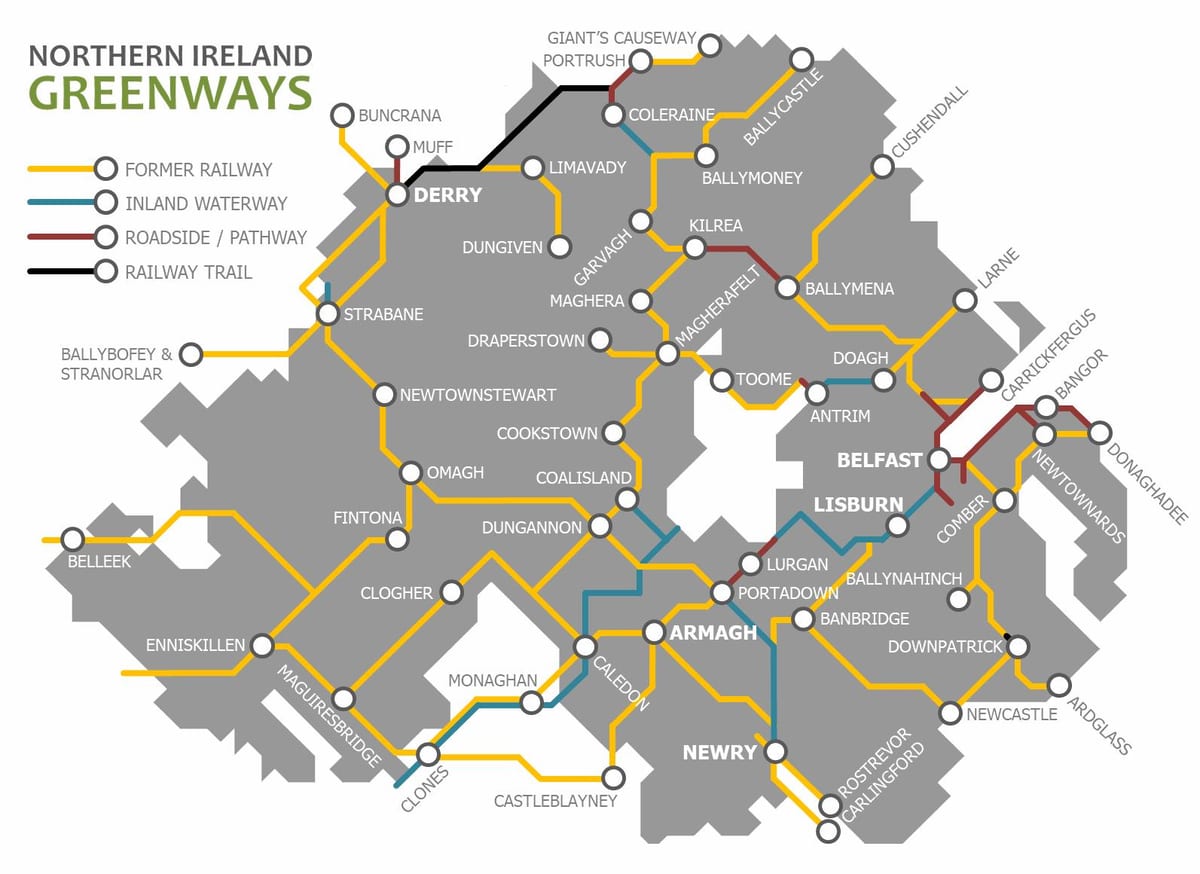 noord-ierland trein kaart