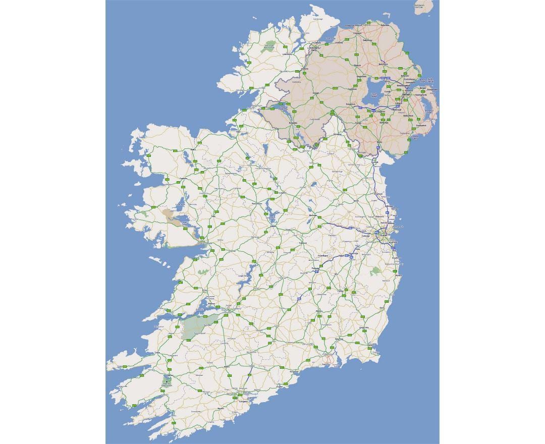 kaart van die padkaart van die wes-ierland