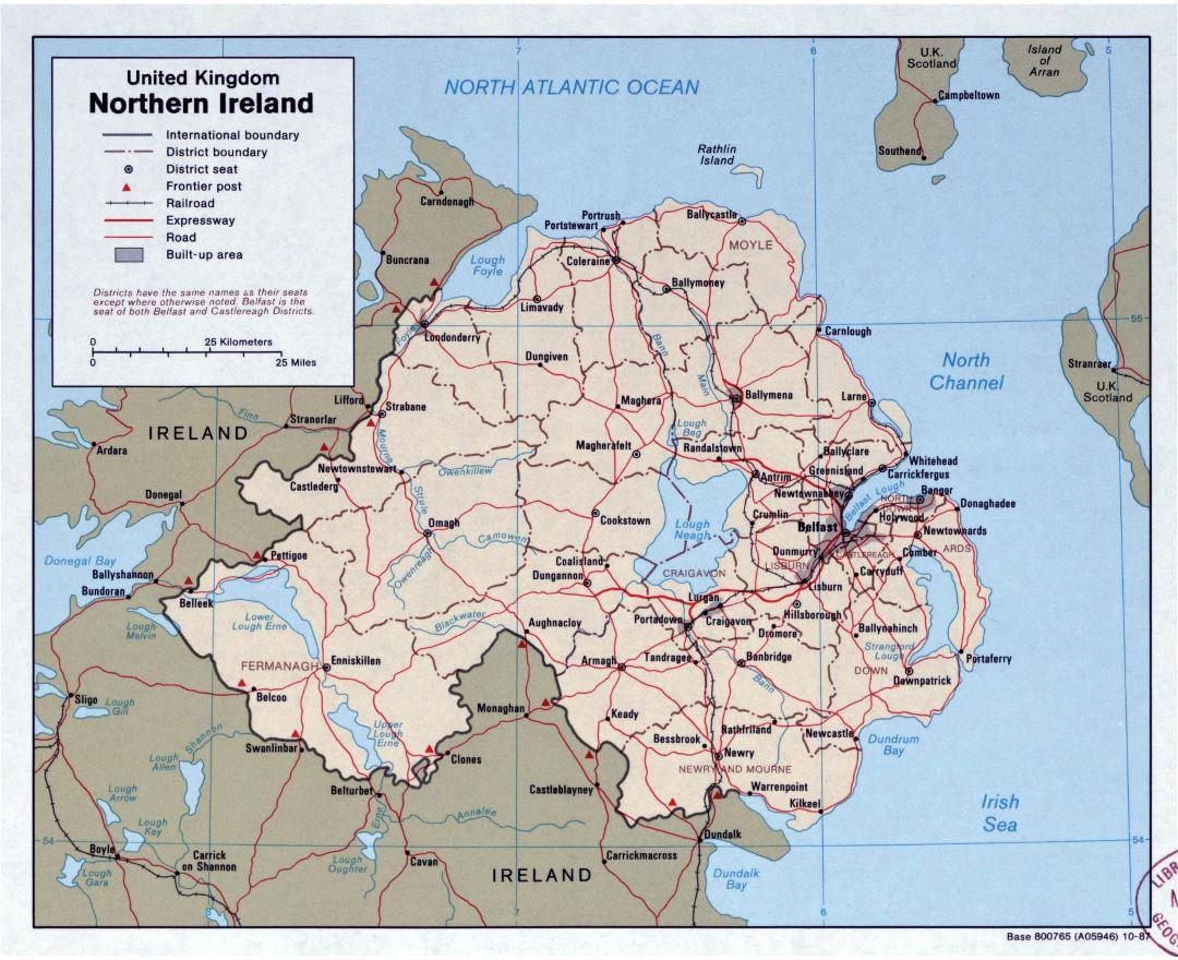 kaart van die pad kaart van ierland en noord-ierland