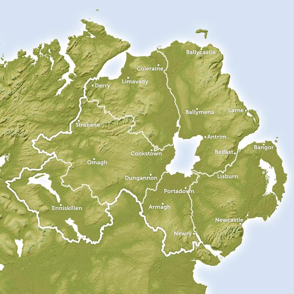 kaart van plaaslike kaart van noord-ierland