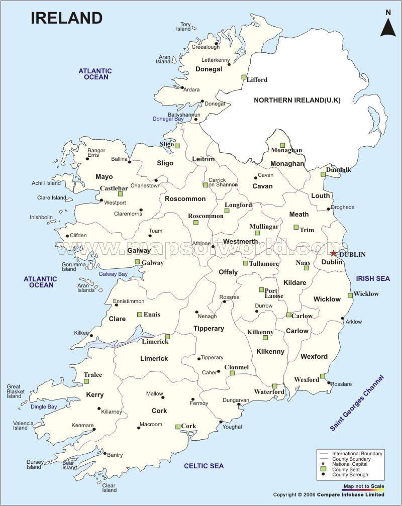 kaart van die politieke kaart van ierland