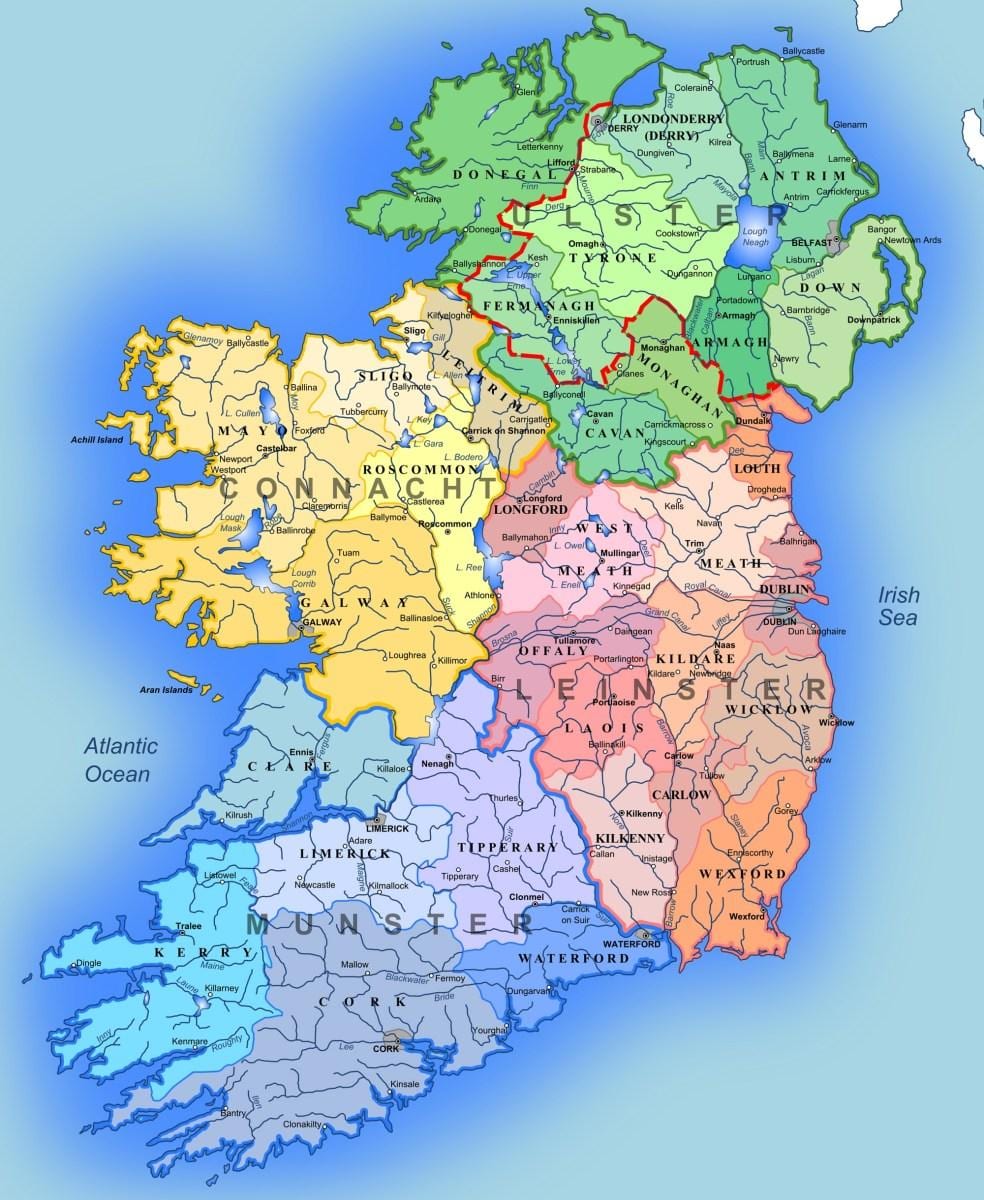 kaart van die riviere van ierland kaart vir kinders