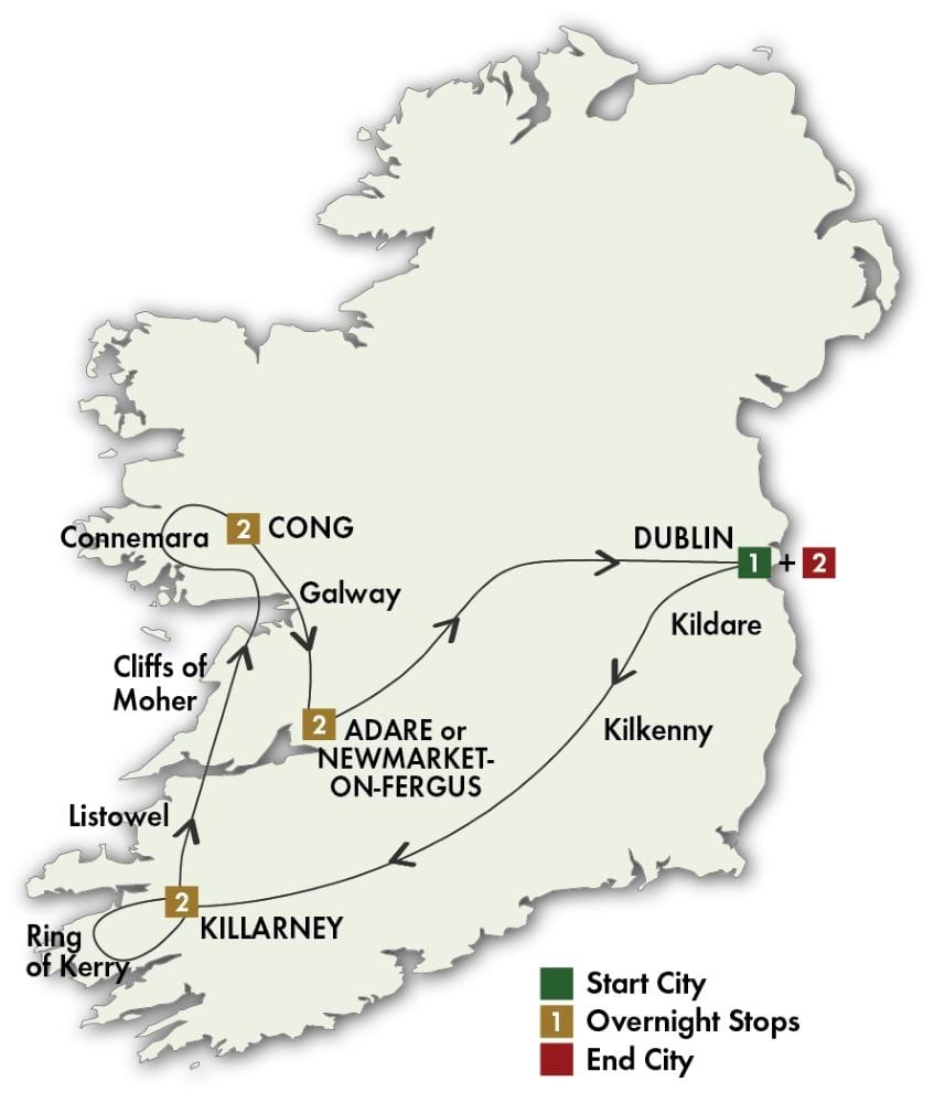 ierland ry toer kaart
