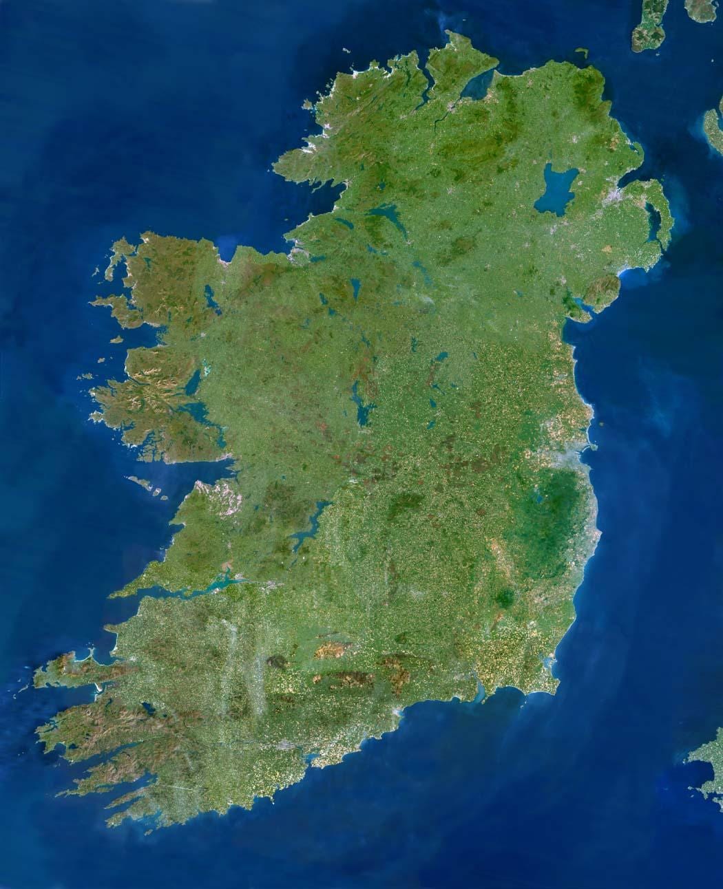 kaart van die satelliet kaart van ierland