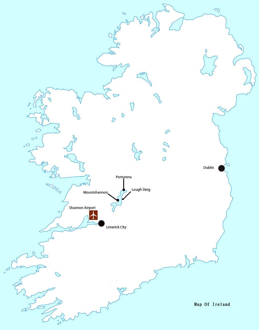 kaart van shannon airport ierland