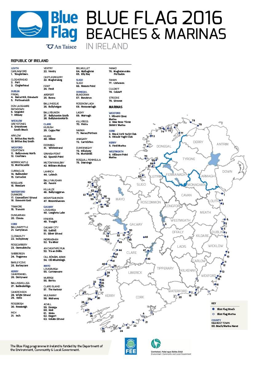 die beste strande in ierland kaart