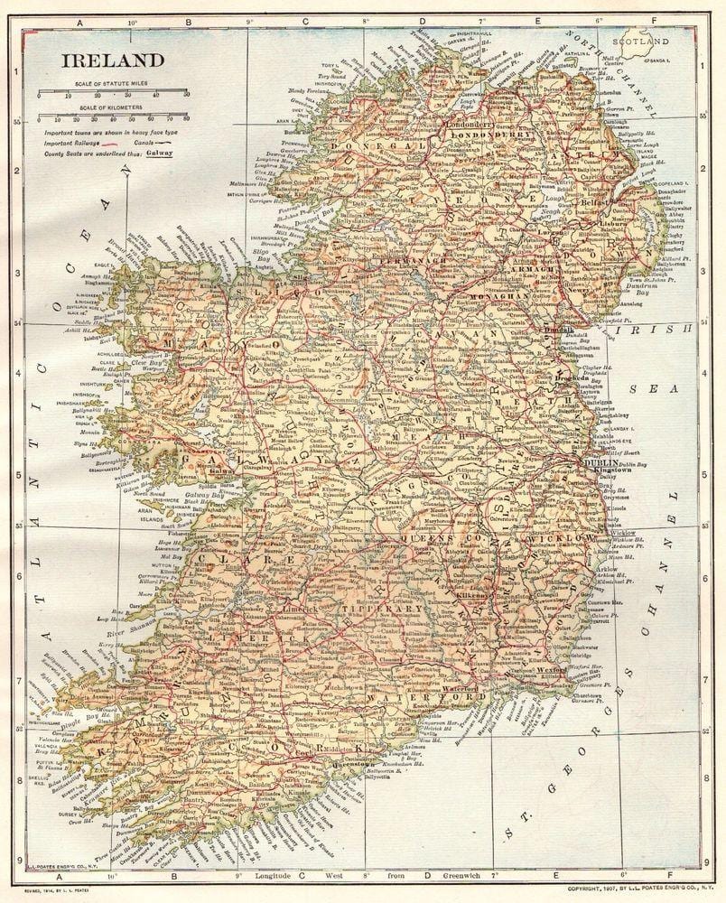 ierland vintage kaart