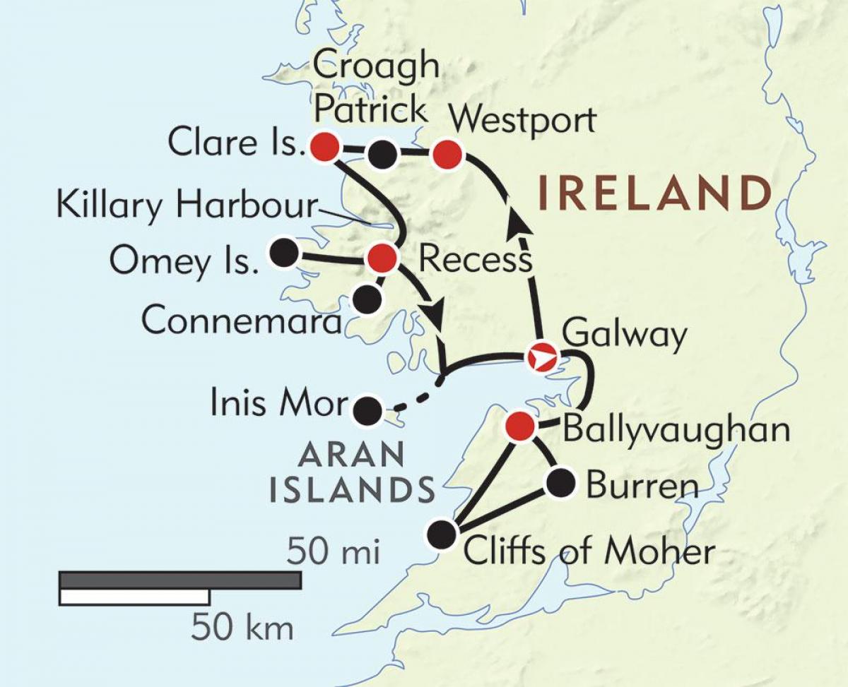 kaart van die wes-kus van ierland 