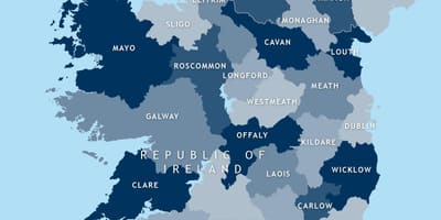 Kaart van bewerkbaar kaart van ierland