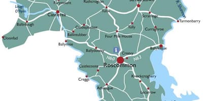 Kaart van county roscommon ierland