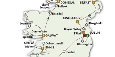 Kaart van beste pad kaart van ierland