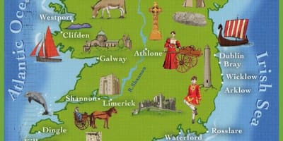 Kaart van ierland top-aantreklikhede