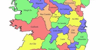 Kaart van ierland met county name
