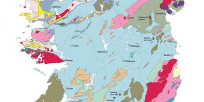 Kaart van geologiese kaart van ierland