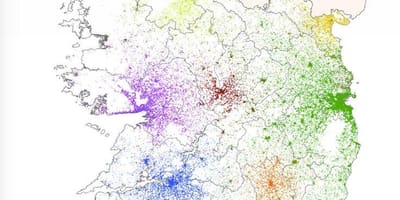 Ierland bevolkingsdigtheid kaart