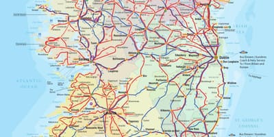 Ierland bus roetes kaart