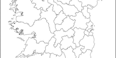 Leë kaart van ierland met county grense