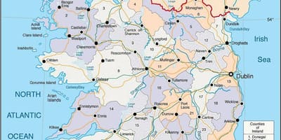 Kaart van ierland openbare vervoer